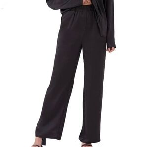 NEW 4th + Reckless Bedford Black Satin Trouser Pants Pull On Button Fly Accent M